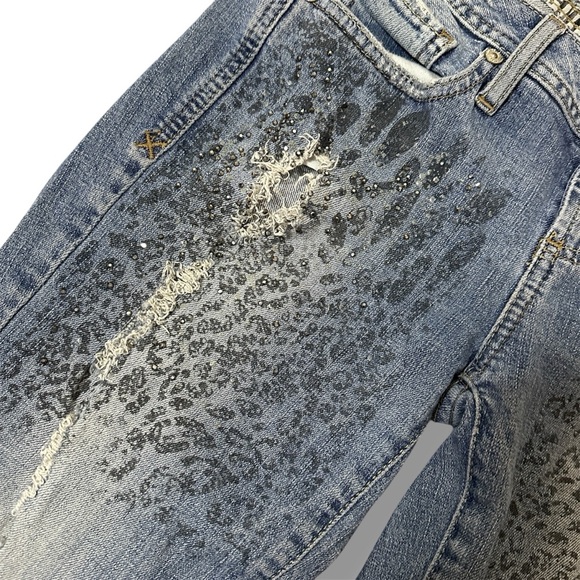VINTAGE GUESS Scarlet Skinny Leg Bedazzle Y2K Low Rise Hip Hugger Denim Jeans 27 - Picture 6 of 16